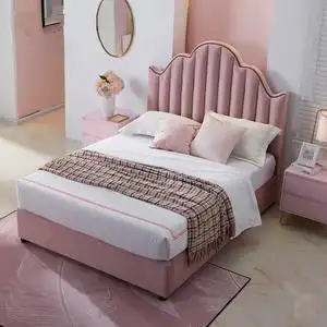 粉色布艺公主床图片