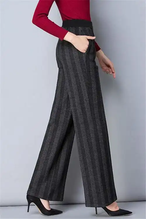 春夏季直筒阔腿裤女宽松大码休闲裤中老年妈妈装薄款加厚四季长裤