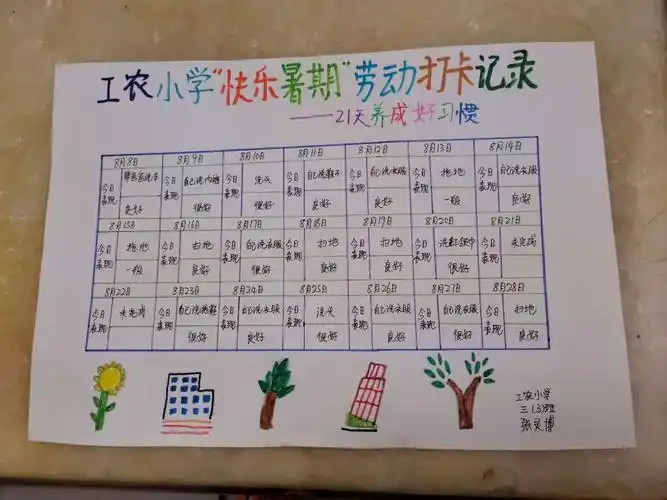 劳动打卡我坚持,生活自理我能行.