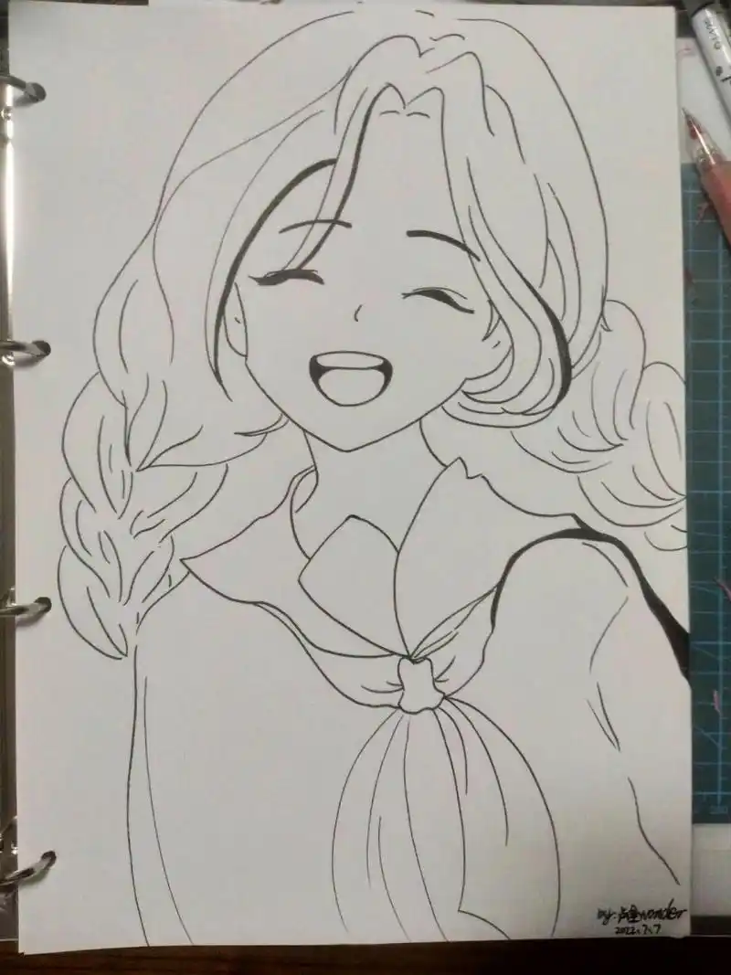 随手画系列#07(动漫人物半身像)含步骤 使用工具: 1.铅笔~起稿 2.