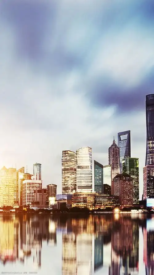 唯美城市h5背景素材 手绘 唯美 城市 建筑 蓝色天空 h5背景 素材