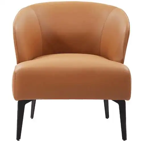 域图真皮沙发椅头层牛皮客厅单人椅现代简约小户型卧室阳台休闲椅