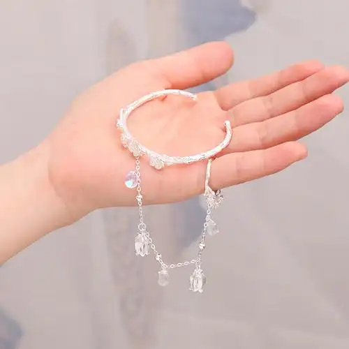 珀芙诺闺蜜手链一对古风彼岸花儿童汉服手镯超仙流苏铃铛戒指一体配