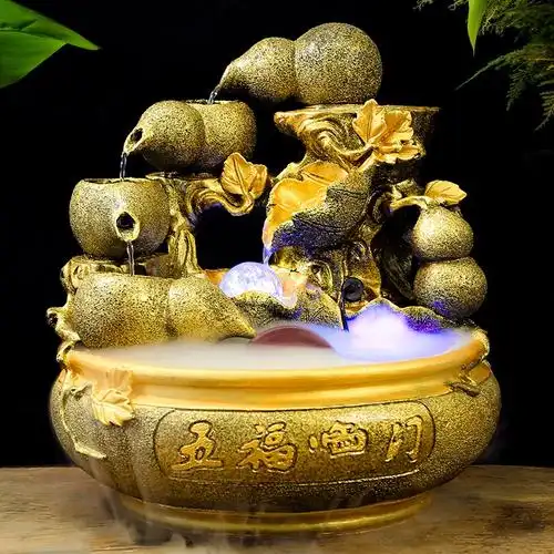 大号金色流水摆件葫芦生财座式聚宝盆开业招财摆件