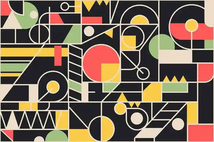 时尚高端简约抽象新孟菲斯风格解构主义复古几何矢量无缝背景底纹纹理