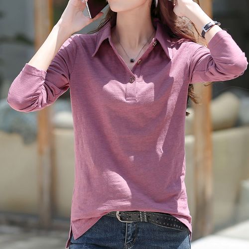 女t恤带领长袖纯棉