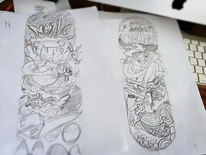 给小屁孩画的滑板涂鸦