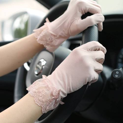 防晒手套女夏季薄款透气开车神器弹棉司机开车防滑短款0714q