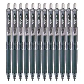 日本uni三菱 umn-105按制中性笔0.5mm笔按挚式水笔 黑色0.5mm 12支装