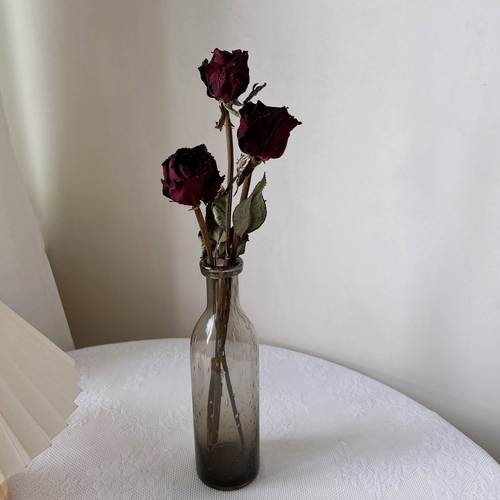 天然真花黑玫瑰干花花束黑魔术家居插花装饰摆件暗黑风拍摄道具