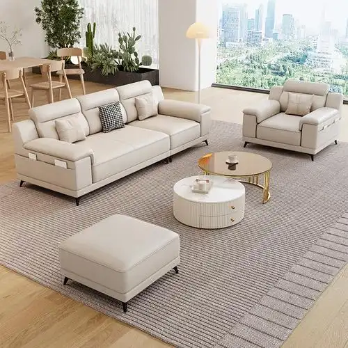 意式猫抓皮沙发猫抓皮极简客厅轻奢小户型直排沙发网红款客厅家具沙发