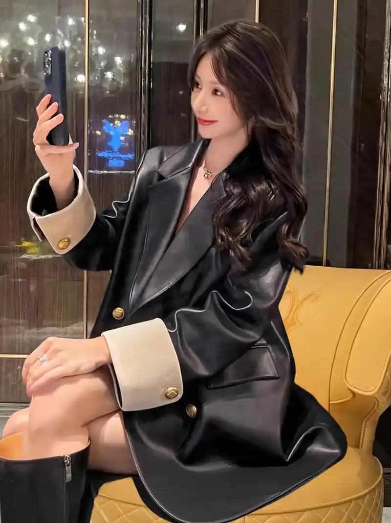 高级感黑色pu皮衣外套女.哇偶姐妹们,这款高级感黑色pu皮衣 - 抖音