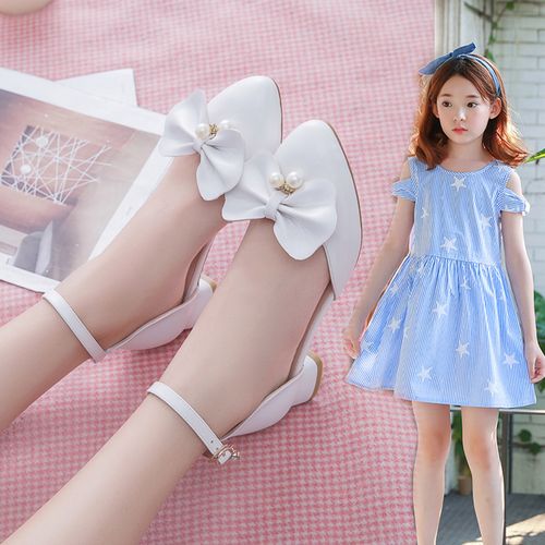 小公主_夏季儿童高跟鞋白色公主鞋包头女童凉鞋中大童鞋小学生小女孩