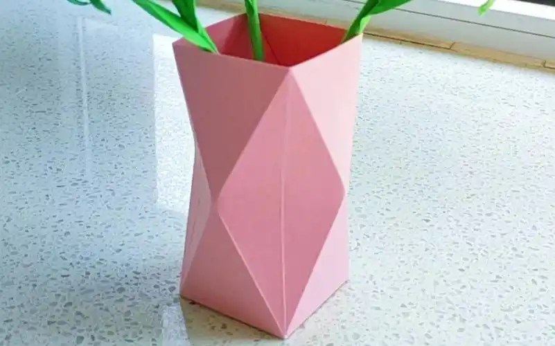 手工折纸花瓶,卡纸花瓶