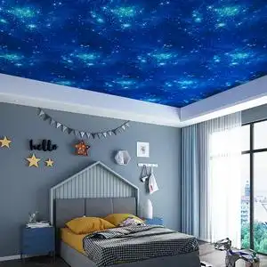 宇宙星空墙纸天花板3d立体卧室星球梦幻图案顶纸吊顶房顶ktv壁纸