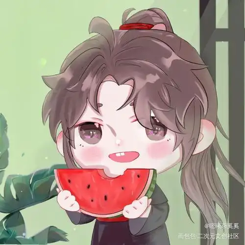 吃西瓜_魔道祖师忘羡q版墨香铜臭绘画作品
