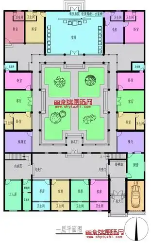 26x37米带平台的二进四合院自住农家乐两相宜含全套图纸