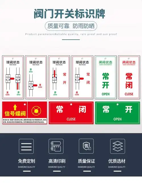 溪沫物业车库消防喷淋管道阀门开关标志牌球阀状态常开常闭pvc标识