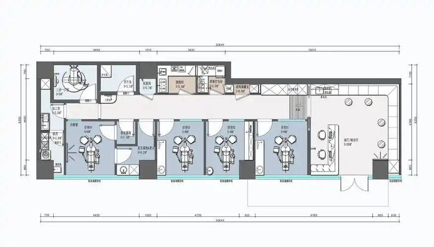 原始平面图02设计资料分享从医生更衣柜,洗消供空间的双边柜,ct室的