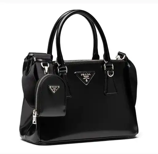 【包邮包税】prada/普拉达 女士黑色迷你牛皮手提包单肩包斜挎包女包