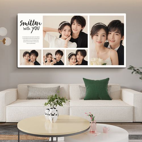 照挂墙相框定制结婚照片墙打印摆台洗相片放大全家福床头组 五宫格b款