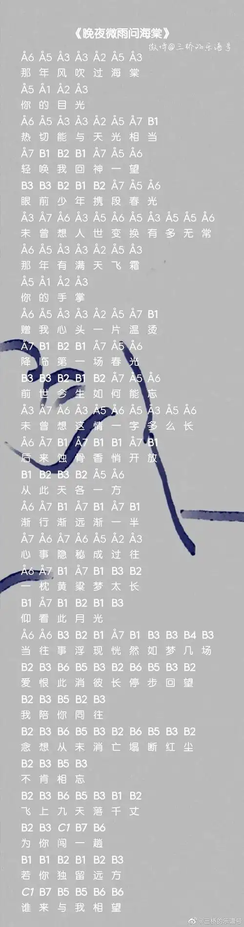 光遇晚夜微雨问海棠琴谱