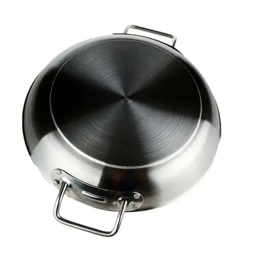 荐不锈钢复合底钢面煎锅 单柄和双耳平底锅 电磁炉煎锅比萨煎盘