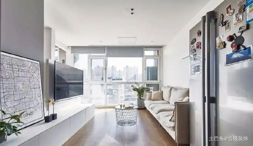 凹式户型半墙式的电视背景墙设计的真好客厅现代简约客厅设计图片赏析