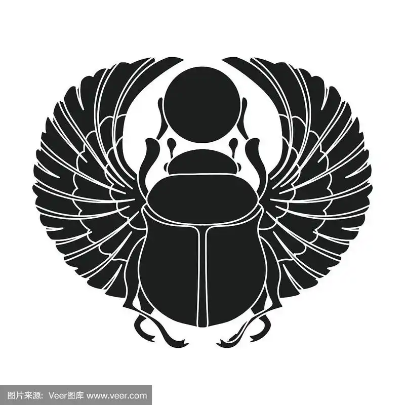 圣甲虫图标在黑色风格孤立在白色背景.古老的