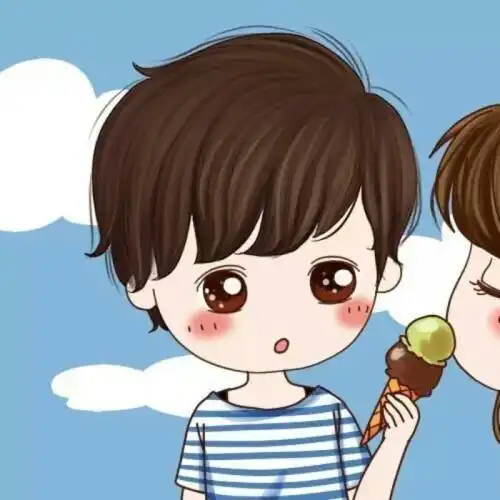 吃冰淇淋微信情侣头像