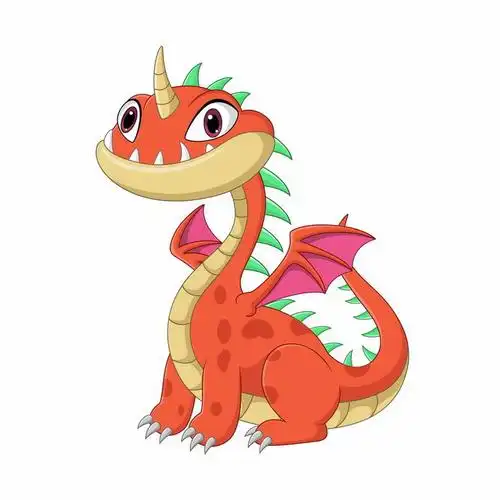 红色长翅膀的可爱卡通西方飞龙png图片免抠矢量素材