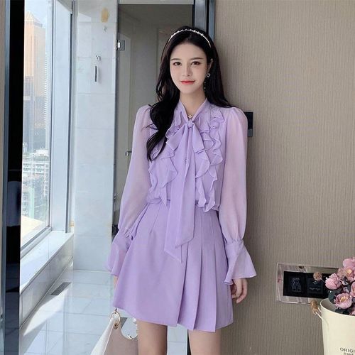 欧洲站时尚气质女神范半身套装女夏2020新款紫色半身裙