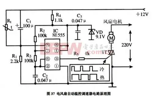 电风扇自动温控调速器电路原理图