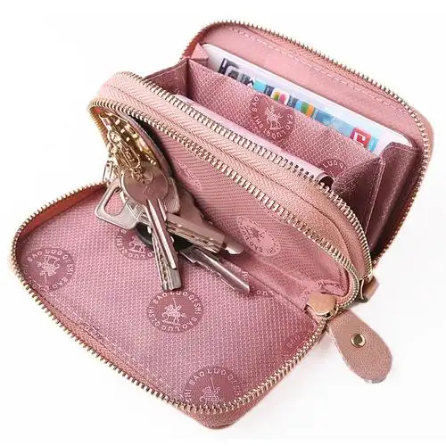 母亲节礼物牛皮钥匙包多功能小零钱包手机包女式真皮双层拉链手拎