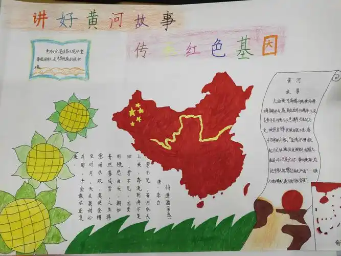 牧野区新飞大道小学"讲好黄河故事,传承红色基因"手抄报,书法作品展