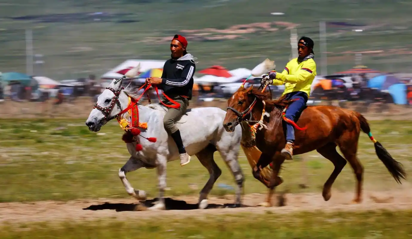 欢腾的草原赛马的汉子
