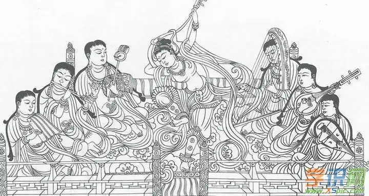 敦煌莫高窟壁画飞天简笔画