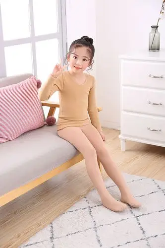 儿童肉色打底衣加厚加绒紧身舞蹈练功服男童女童肤色保暖内衣上装