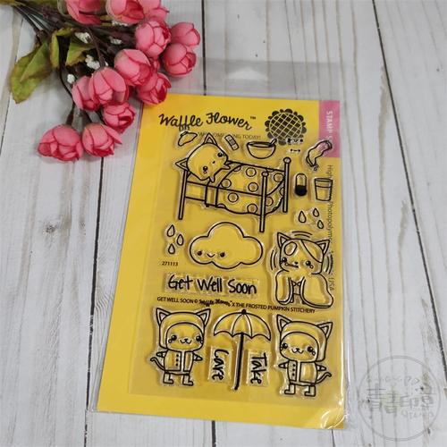 waffle flower 快快好起来 get well soon 进口透明印章