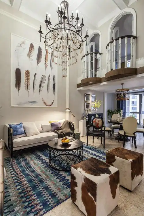 美式跃层装修客厅布置图