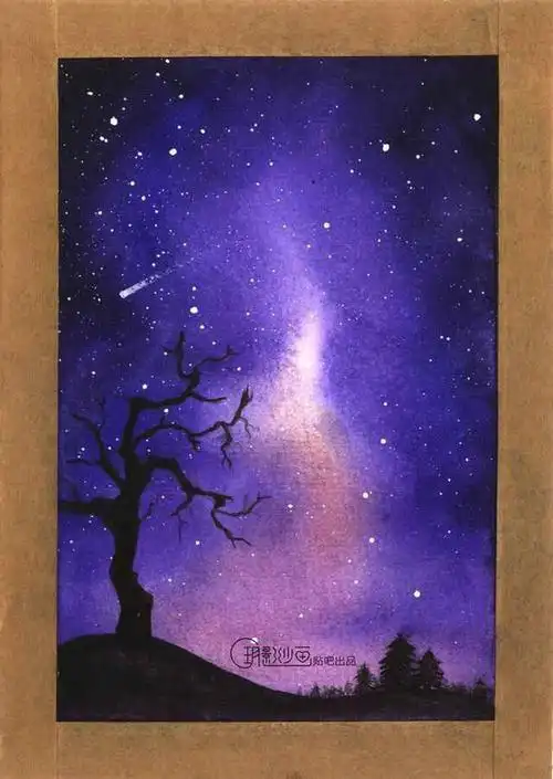 璀璨星空水彩画——手绘水彩星空(手绘简要过程视频欣赏)及简略图文