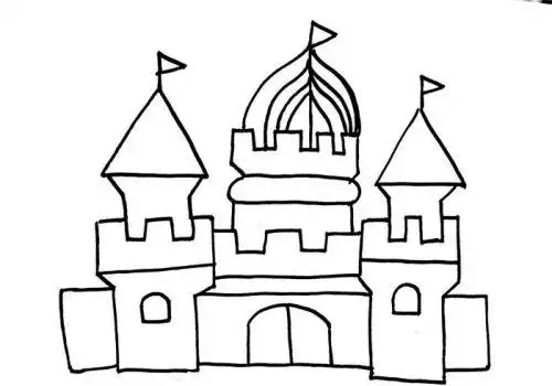漂亮的城堡简笔画就完成了.
