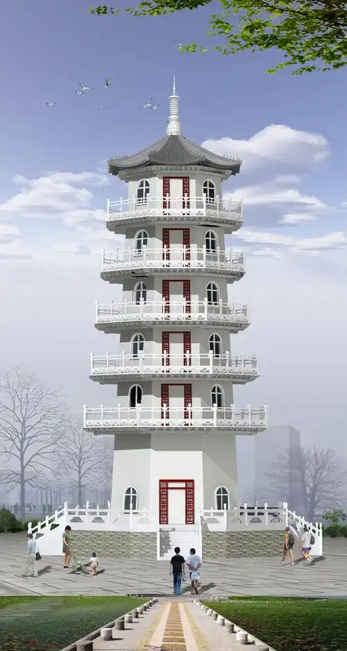 某旅游区景观塔建筑设计施工图(含效果图)