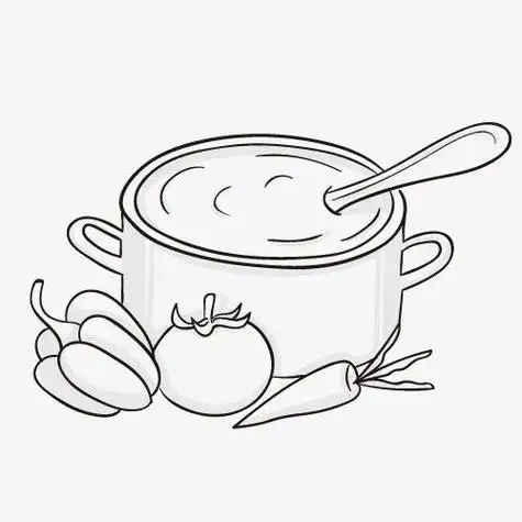 汤锅锅简笔画锅蔬菜