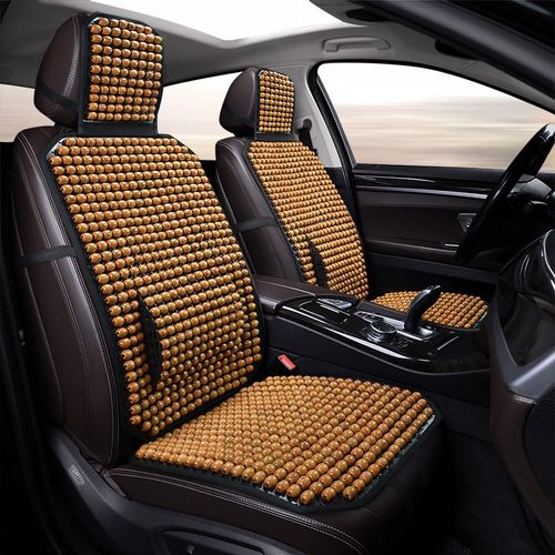 珠子座垫透气冰珠垫椅垫凉垫按摩四季坐垫 单座连体(米黄色大圆珠)