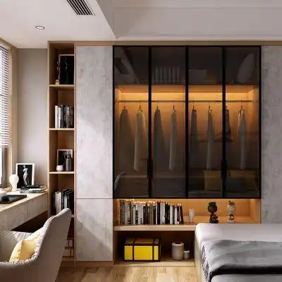 玛格全屋定制衣柜北欧卧室榻榻米床衣柜一体书柜书桌定制衣帽间