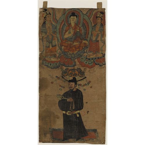 4819彩绘五代绢画供养图国画壁画真迹复制画