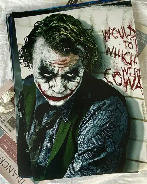 小丑海报joker希斯莱杰墙贴蝙蝠侠电影黑暗骑士相框装饰挂画图壁