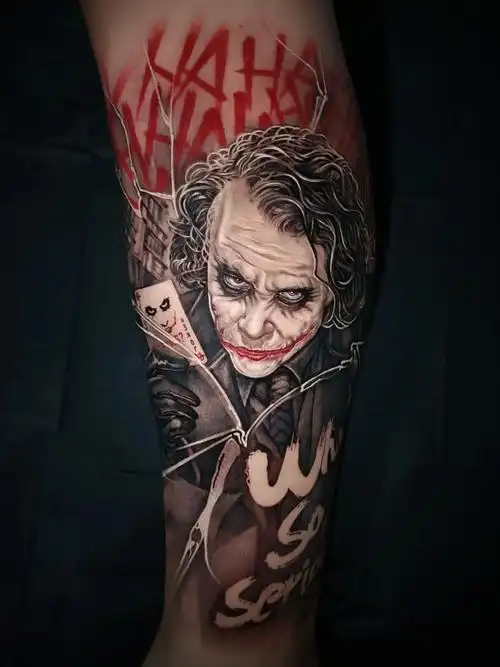 平湖纹身  #写实纹身  #小丑纹身  #小腿纹身  #欧美纹身  #写实纹身