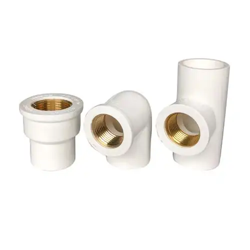 联塑pvc给水铜内接头螺纹丝牙直通三通弯头upvc管